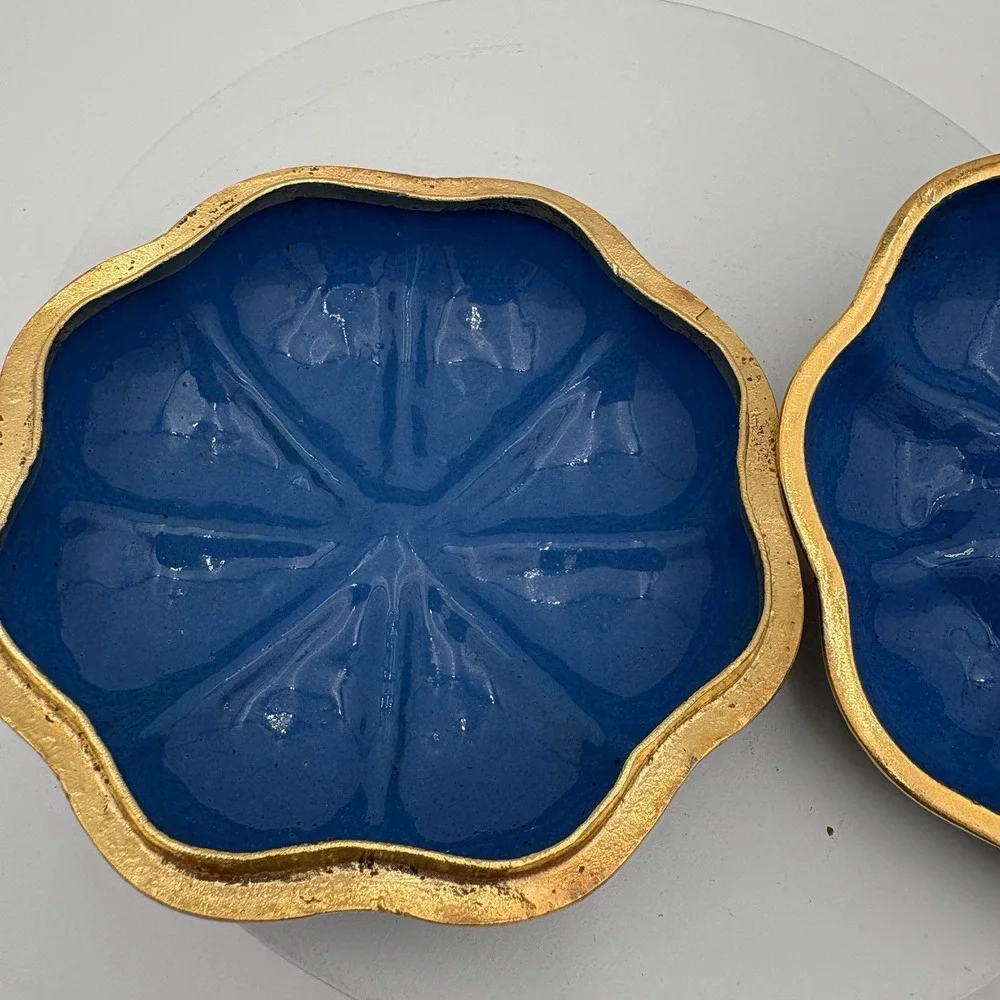 VTG Cloisonne Lidded Pumpkin Shaped Trinket Box China Blue Enamel‎ 3 1/2